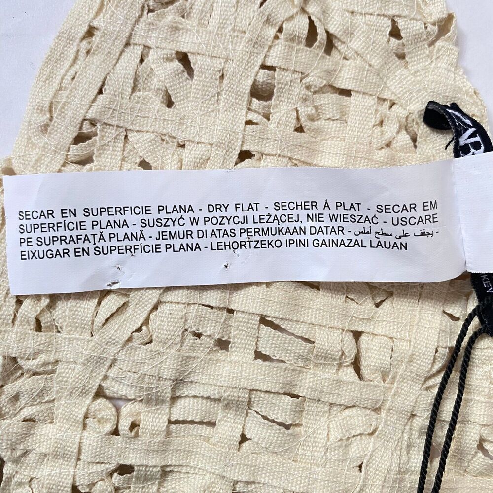 Zara Halter Top Women Size Medium Cream Floral Crochet 100% Cotton Ties NWT - Picture 14 of 15